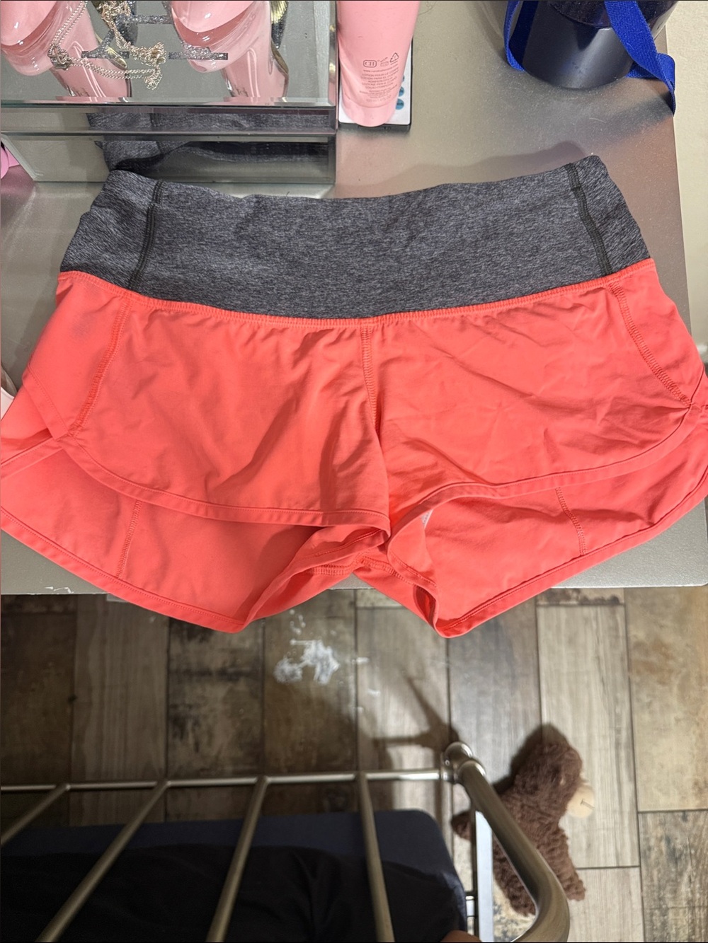 lululemon athletica Coral Athletic Shorts with Gray Waistband